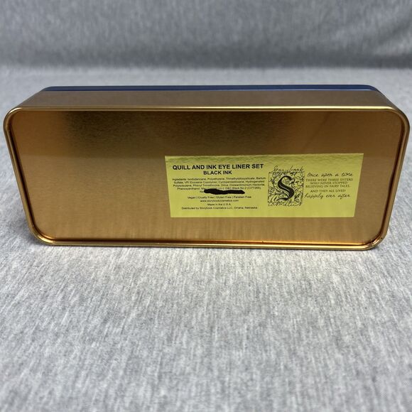Storybook Cosmetics Quill & Ink Eyeliner Set NEW in Tin - Black with Tools - Picture 16 of 16